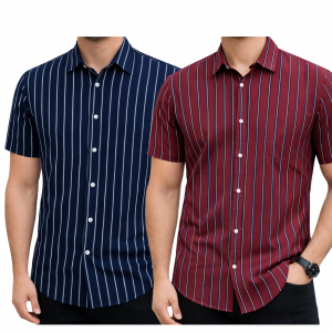 Mens Half Sleeve Strip Shirt