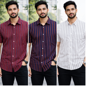 Mens Half Sleeve Strip Shirt