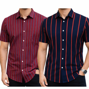 Mens Half Sleeve Strip Shirt