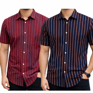 Mens Half Sleeve Strip Shirt