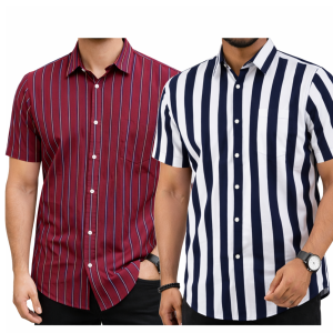 Mens Half Sleeve Strip Shirt
