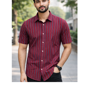 Mens Half Sleeve Strip Shirt