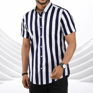 Mens Half Sleeve Strip Shirt