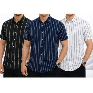 Mens Half Sleeve Strip Shirt