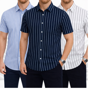 Mens Half Sleeve Strip Shirt