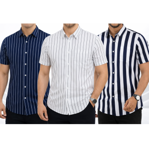 Mens Half Sleeve Strip Shirt