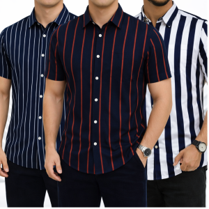 Mens Half Sleeve Strip Shirt