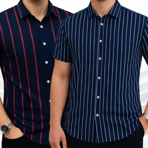 Mens Half Sleeve Strip Shirt