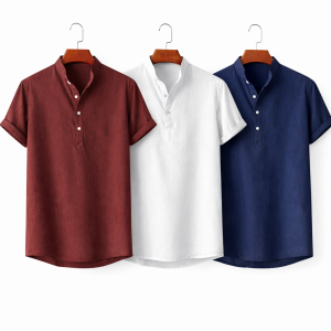 Premium Rimi Cotton Henley Half Sleeve Katua Shirt