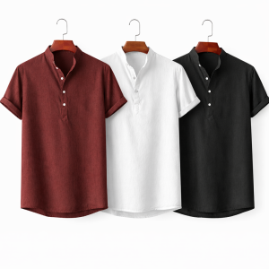 Premium Rimi Cotton Henley Half Sleeve Katua Shirt