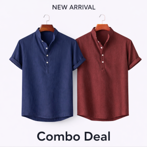 Premium Rimi Cotton Henley Half Sleeve Katua Shirt