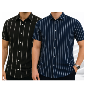 Mens Half Sleeve Strip Shirt
