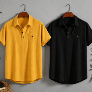 Henley Style Short Sleeve Shirt (Collar Version)
