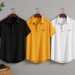 Henley Style Short Sleeve Shirt (Collar Version)
