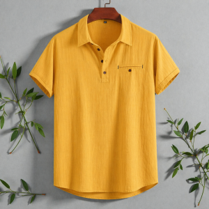 Henley Style Short Sleeve Shirt (Collar Version)